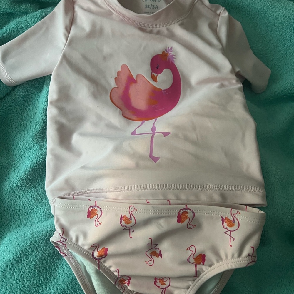 Carter's Pink and White Flamingo Bodysuit